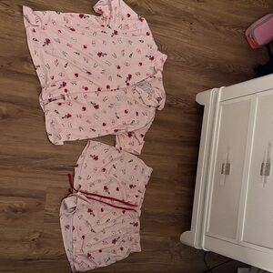 Rae Dunn Pink Pajama Set with Heart and Letter Prints